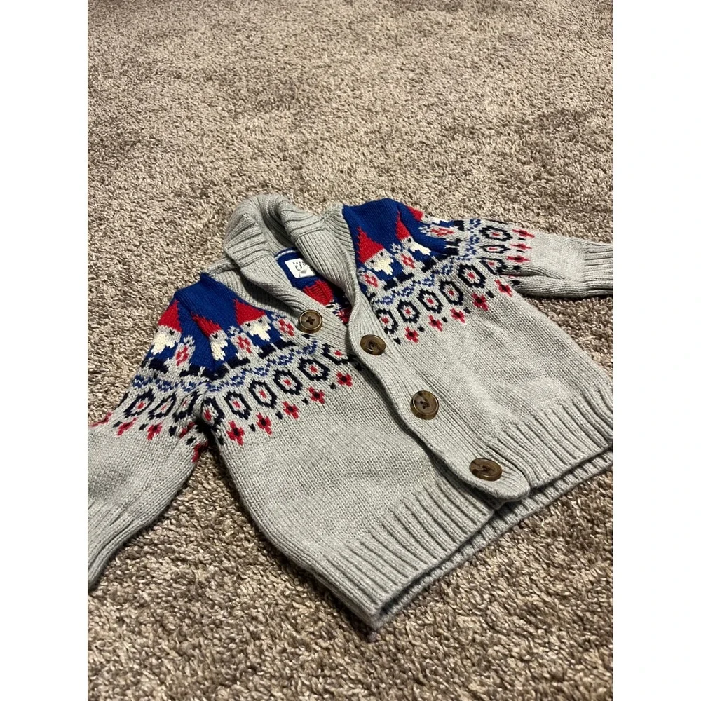 Baby Gap‎ Infant Christmas Gnome Button Up Sweater 3-6M